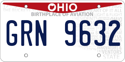 OH license plate GRN9632