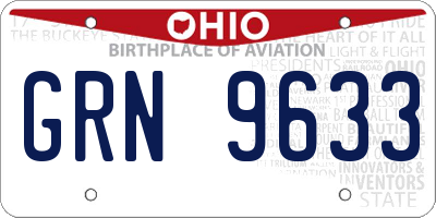 OH license plate GRN9633