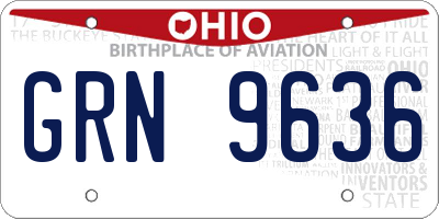 OH license plate GRN9636