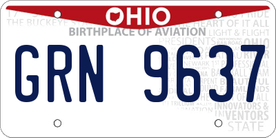 OH license plate GRN9637