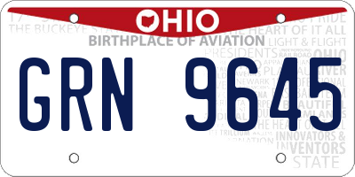 OH license plate GRN9645