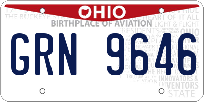 OH license plate GRN9646
