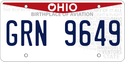 OH license plate GRN9649