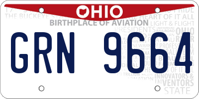 OH license plate GRN9664