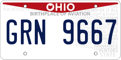 OH license plate GRN9667