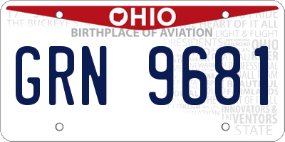 OH license plate GRN9681