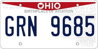 OH license plate GRN9685