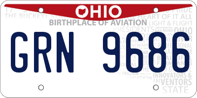 OH license plate GRN9686