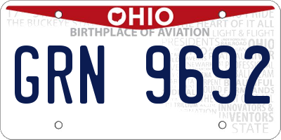 OH license plate GRN9692