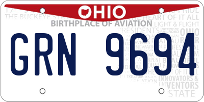 OH license plate GRN9694