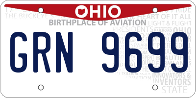 OH license plate GRN9699
