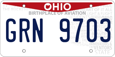 OH license plate GRN9703