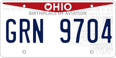 OH license plate GRN9704