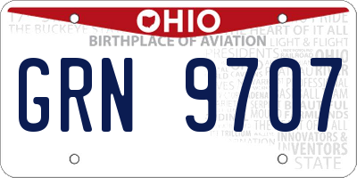 OH license plate GRN9707