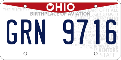 OH license plate GRN9716