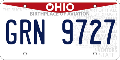 OH license plate GRN9727