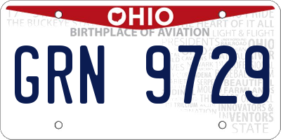 OH license plate GRN9729