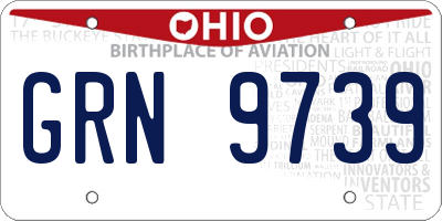 OH license plate GRN9739