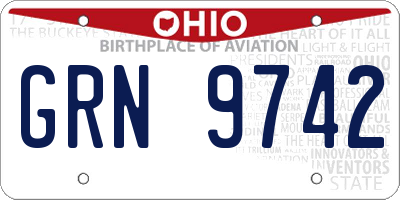 OH license plate GRN9742