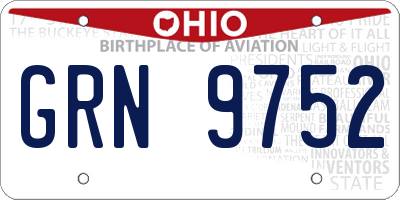 OH license plate GRN9752