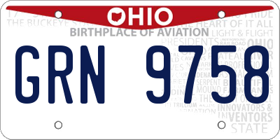 OH license plate GRN9758