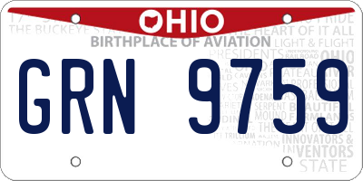 OH license plate GRN9759