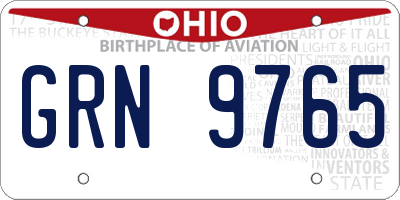 OH license plate GRN9765