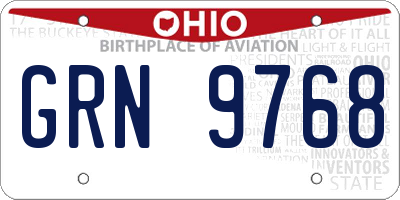 OH license plate GRN9768