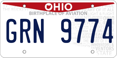 OH license plate GRN9774