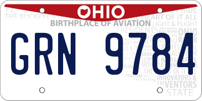 OH license plate GRN9784