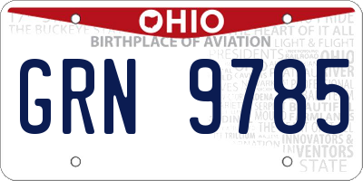 OH license plate GRN9785