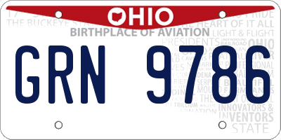 OH license plate GRN9786