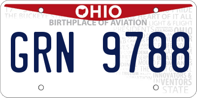 OH license plate GRN9788