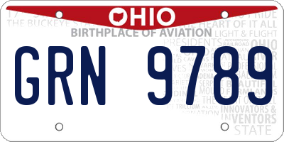 OH license plate GRN9789