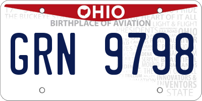 OH license plate GRN9798