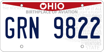 OH license plate GRN9822