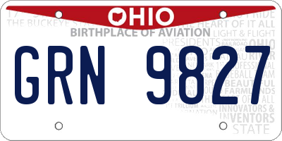 OH license plate GRN9827