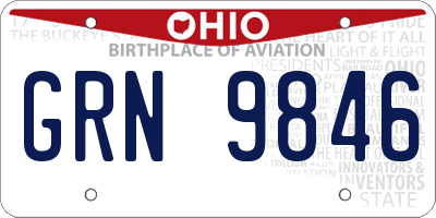 OH license plate GRN9846