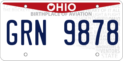 OH license plate GRN9878