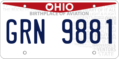 OH license plate GRN9881