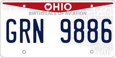 OH license plate GRN9886
