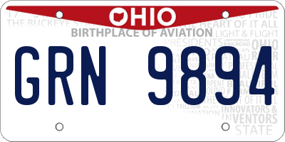 OH license plate GRN9894