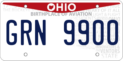 OH license plate GRN9900