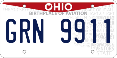 OH license plate GRN9911