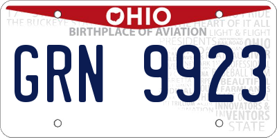 OH license plate GRN9923