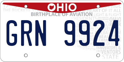OH license plate GRN9924