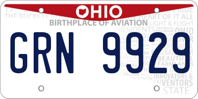 OH license plate GRN9929