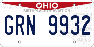 OH license plate GRN9932