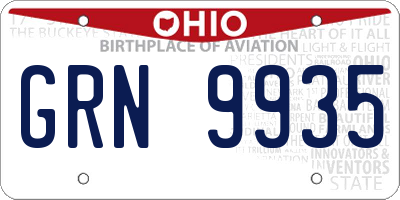 OH license plate GRN9935