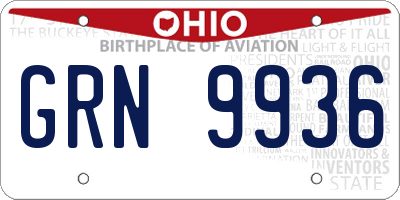 OH license plate GRN9936